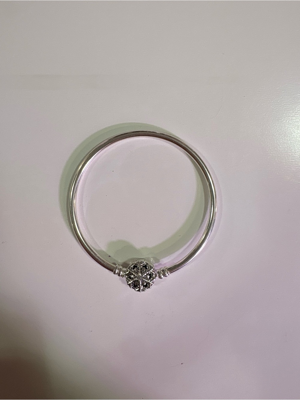Pandora Silver Floral Sparkle Bangle Bracelet